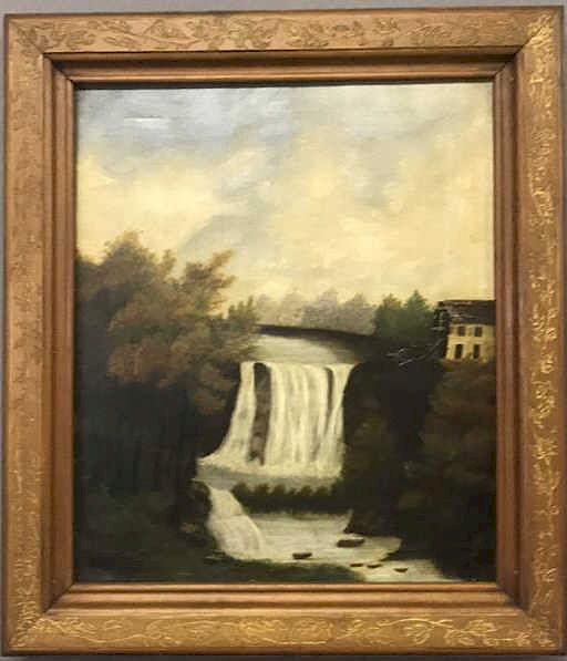 Appraisal: Oil on Canvas of a Hudson River School Waterfall Oil