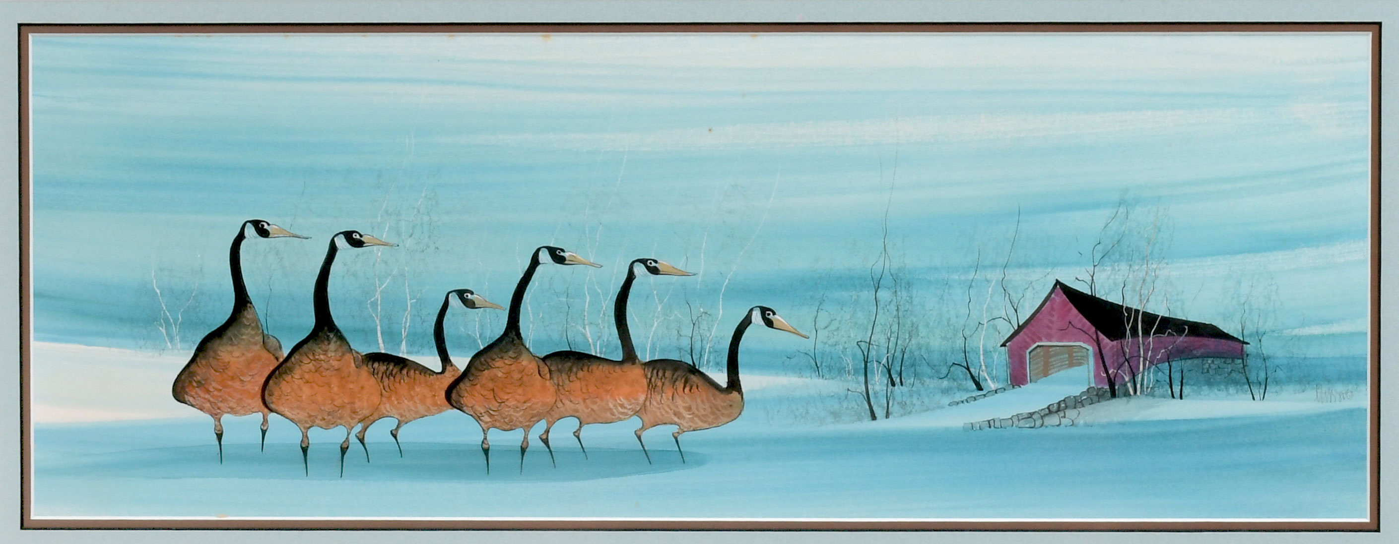 Appraisal: MOSS Patricia Buckley - Six Canadian Geese in a Snowy