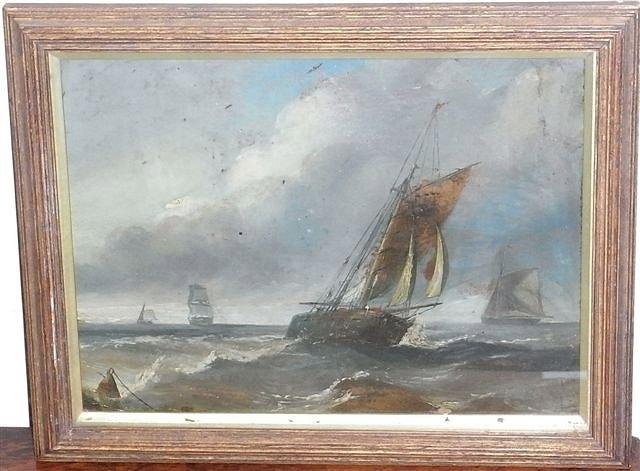 Appraisal: CIRCLE OF FREDERICK CALVERT BRITISH - Fishing boats in stormy