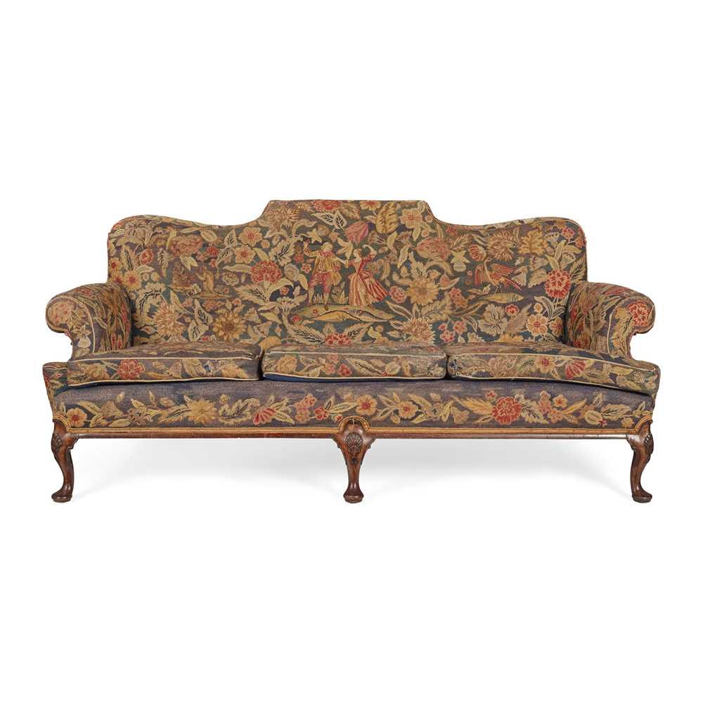 Appraisal: GEORGIAN STYLE WALNUT FRAMED NEEDLEWORK SOFA LATE TH CENTURY the