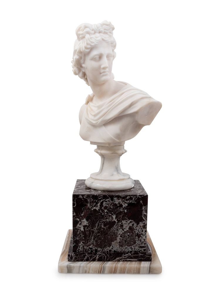 Appraisal: A Continental Marble Bust of Apollo Belvedere A Continental Marble