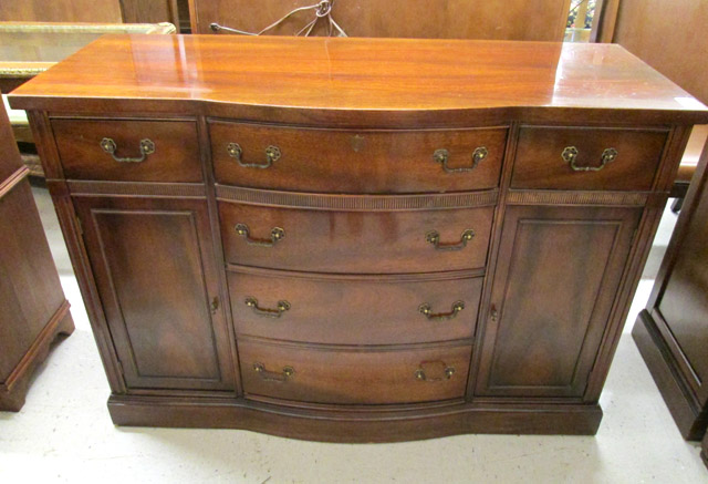 Appraisal: FEDERAL STYLE MAHOGANY BOW-FRONT BUFFET American mid- th century Dimensions