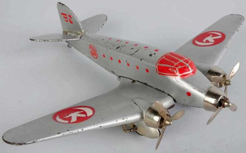 Appraisal: Tin Litho Ingap Tri-Motor Airplane Toy Italian Silver Desert Marked