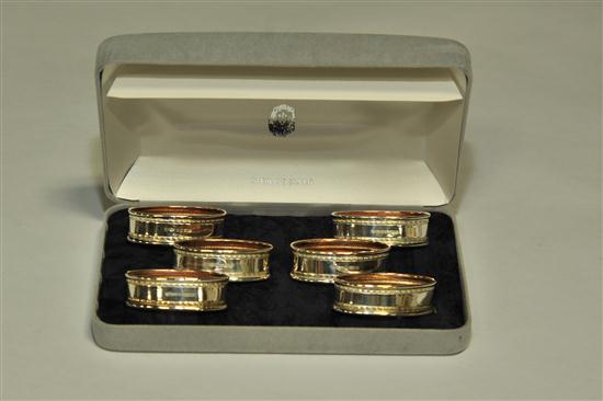 Appraisal: SIX ENGLISH STERLING SILVER NAPKIN RINGS IN CASE Oval rings