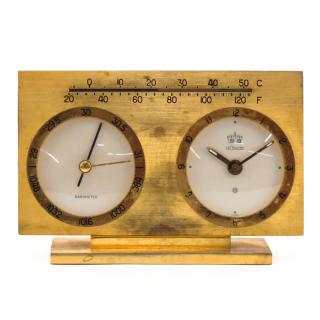 Appraisal: Vintage Le Coultre Brass Barometer Thermometer Desk Clock Vintage Le