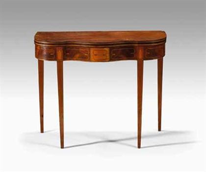 Appraisal: Federal inlaid mahogany card table early th century The serpentine