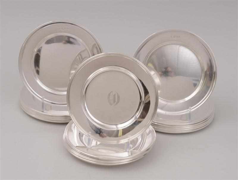 Appraisal: SET OF TWELVE WATSON COMPANY MONOGRAMMED SILVER BUTTER PLATES AND