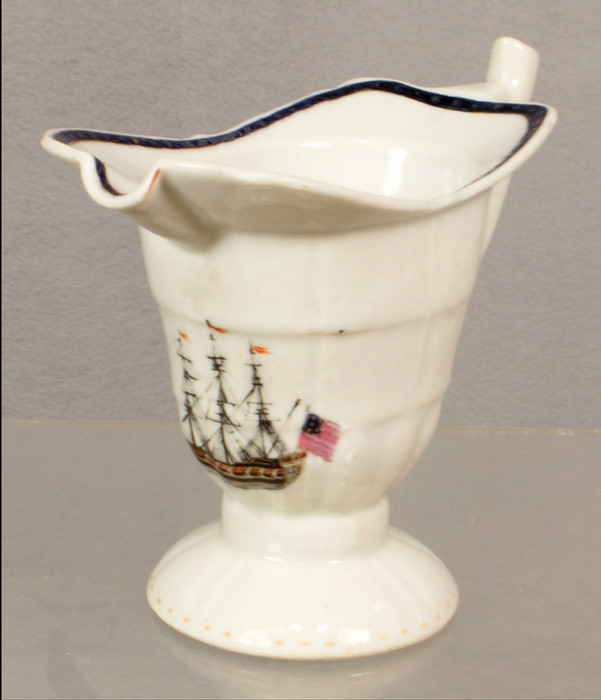 Appraisal: Chinese export porcelain helmet pitcher with rare decoration of a