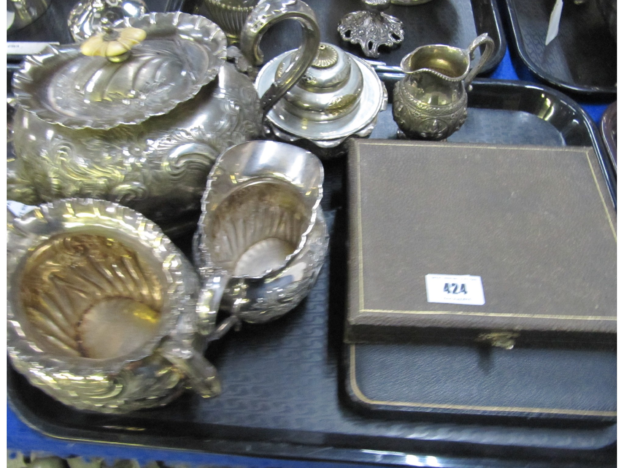 Appraisal: A tray lot of EP - tea service cased cutlery