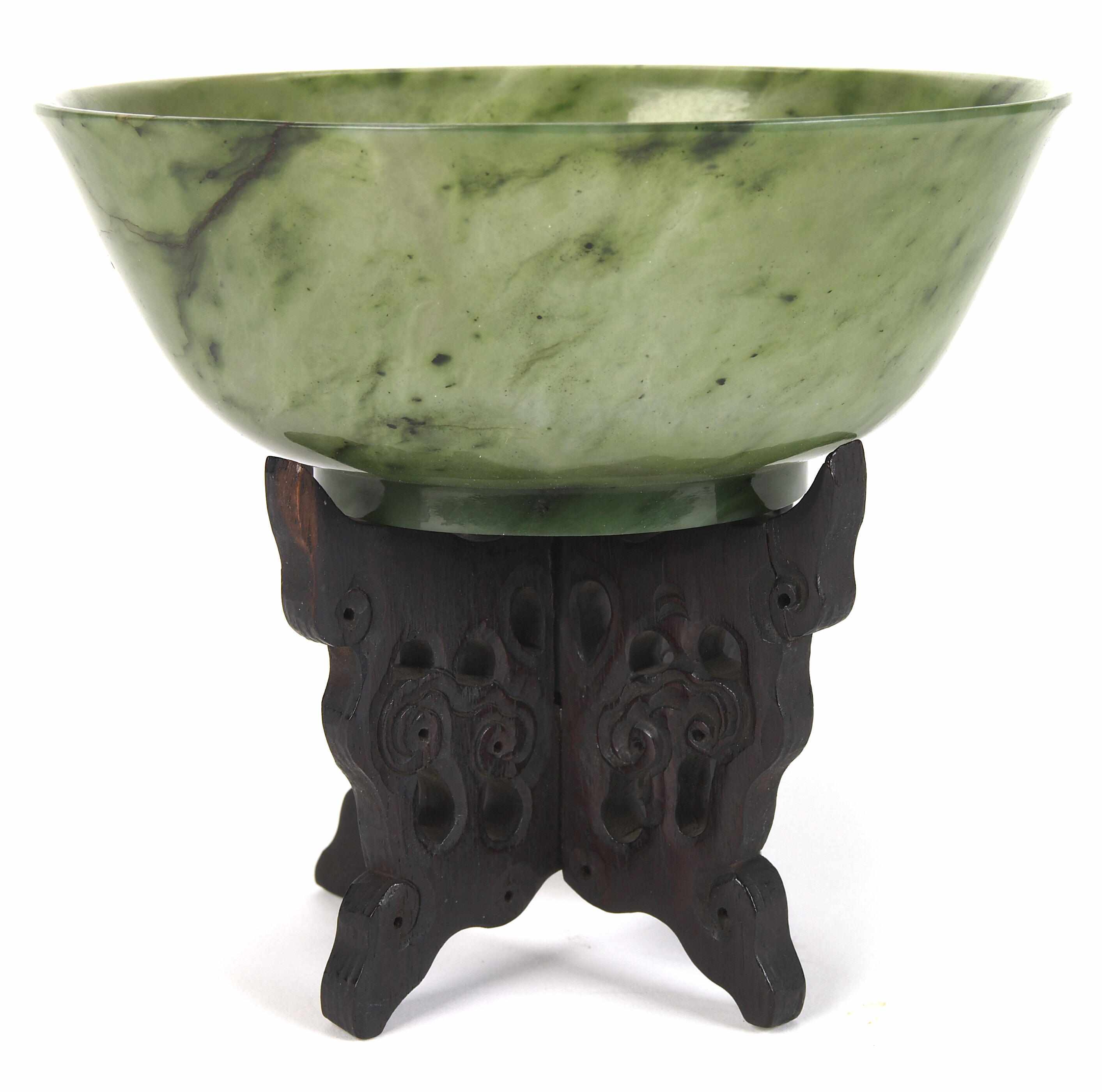 Appraisal: A Chinese spinach jade bowl th century height in diameter