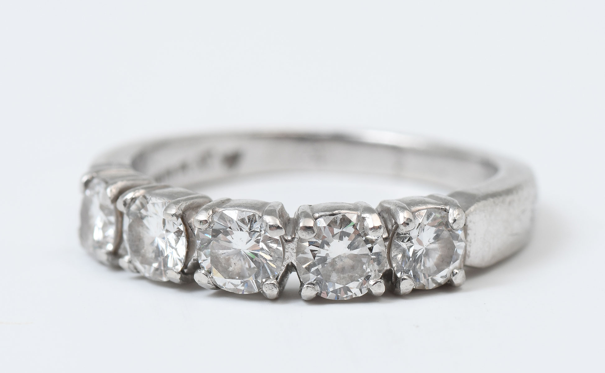 Appraisal: PLATINUM CTW DIAMOND BAND Platinum band contains round brilliant cut