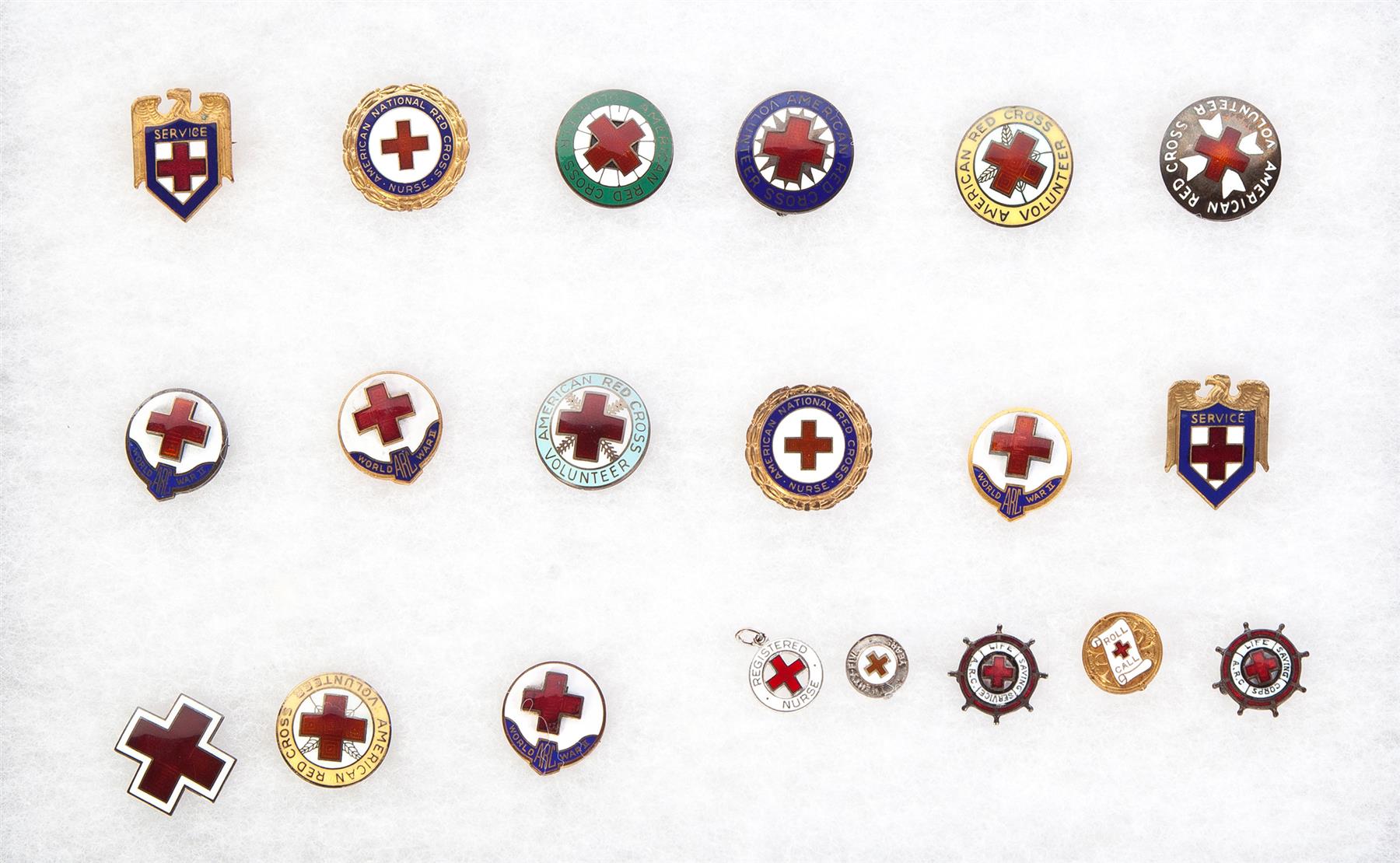 Appraisal: COLLECTION OF TWENTY AMERICAN RED CROSS PINS American nd quarter-