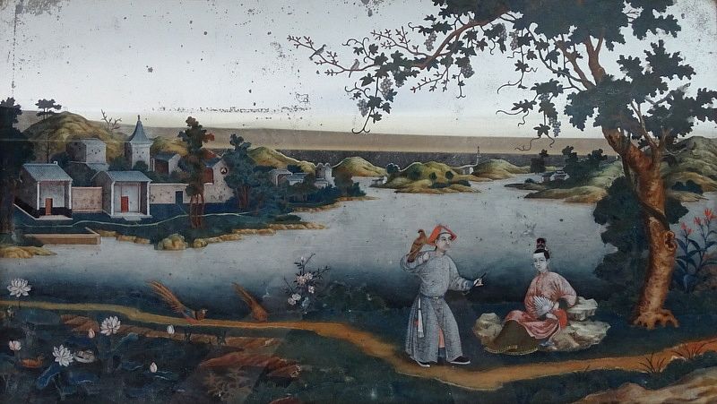 Appraisal: Early Chinese Export Painting on glass Early Chinese Export Reverse