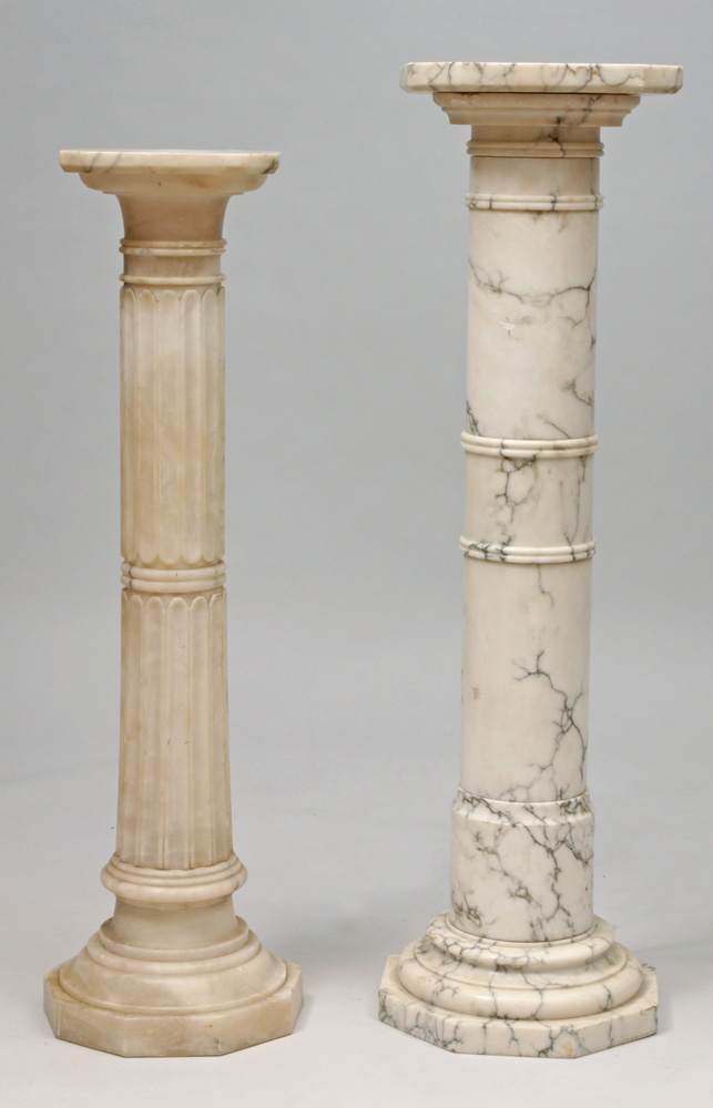 Appraisal: Italian Carved Marble Pedestal and a Ringed Marble Shaft Each