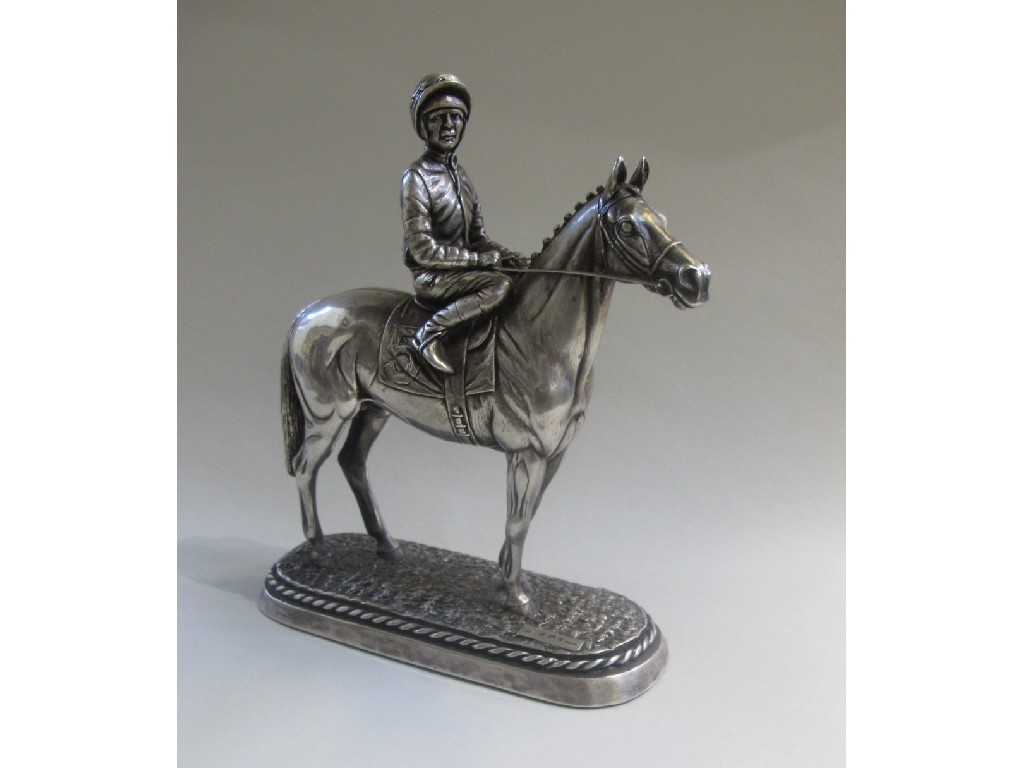 Appraisal: Modern silver figure of a horse and jockey Sheffield