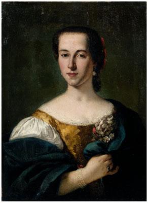 Appraisal: British School painting portrait of a lady wearing gold bodice