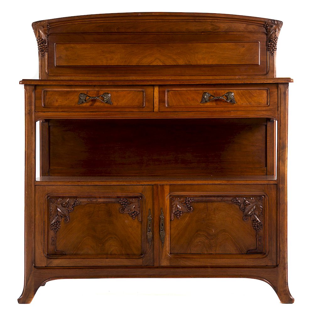 Appraisal: Louis Majorelle Style Walnut Buffet th century carved and figured