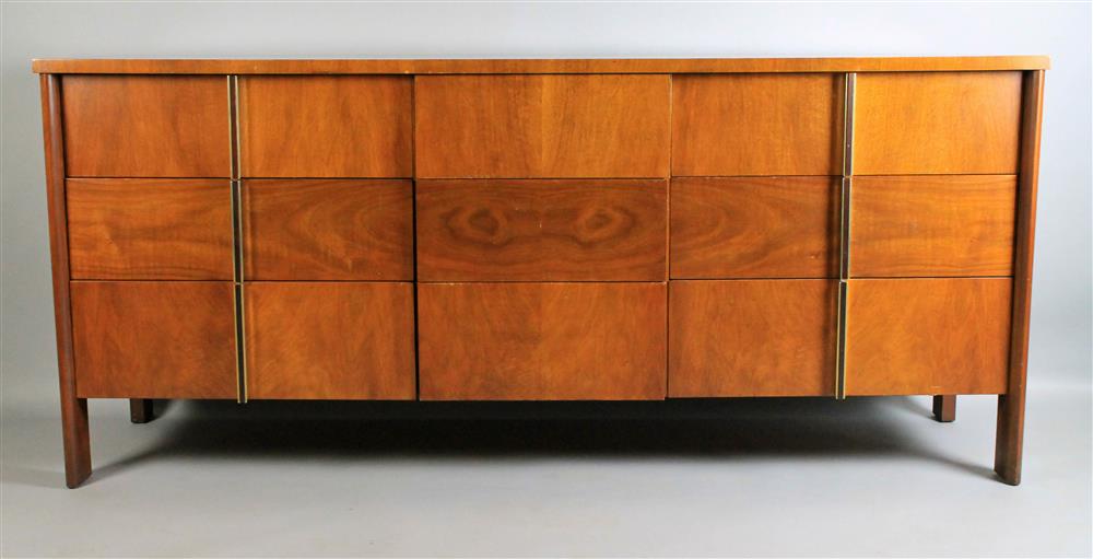 Appraisal: JOHN WIDDICOMB MAHOGANY MID-CENTURY MODERN DRESSER the banded top over