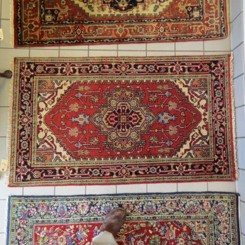 Appraisal: Heriz Persian Handmade Rug fine geometric earthtones ' x '