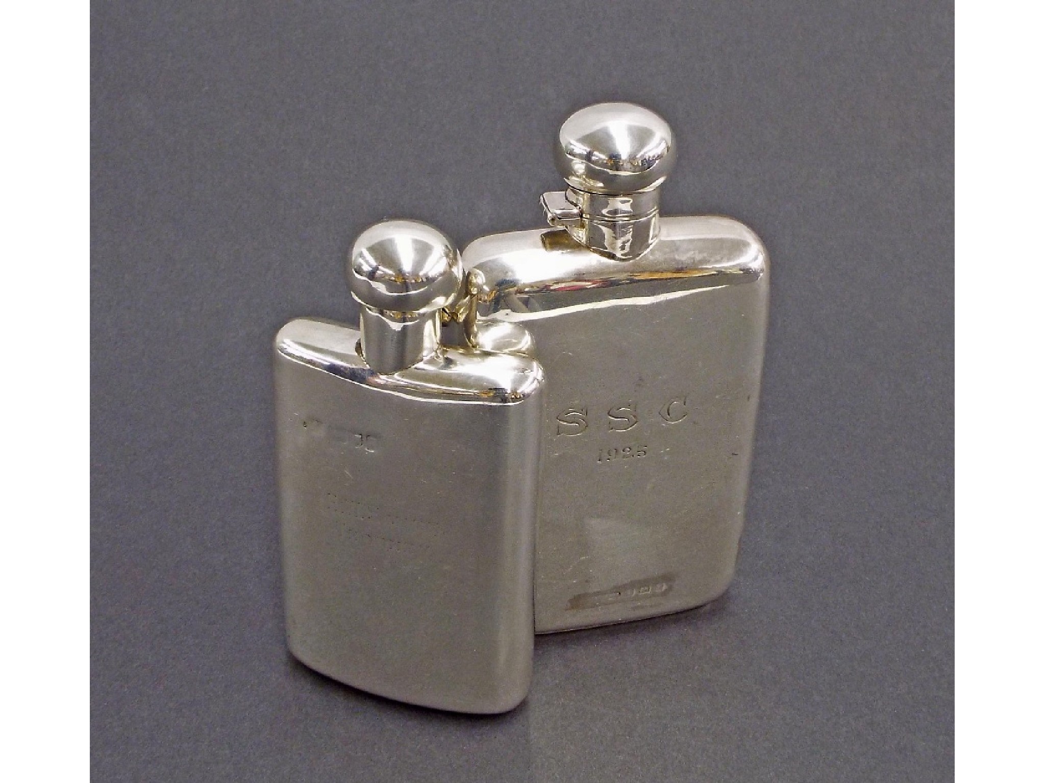 Appraisal: Edwardian silver hip flask by Sampson Mordan Co London long