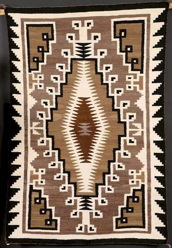 Appraisal: A SOUTHWEST NAVAJO TWO GRAY HILLS HANDWOVEN RUG A SOUTHWEST