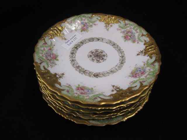 Appraisal: Elite Limoges Porcelain Plates floral bouquets goldtrim '' excellent