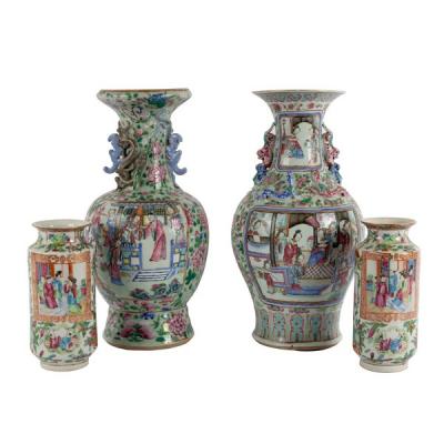 Appraisal: A near pair of Canton famille rose vases cm high