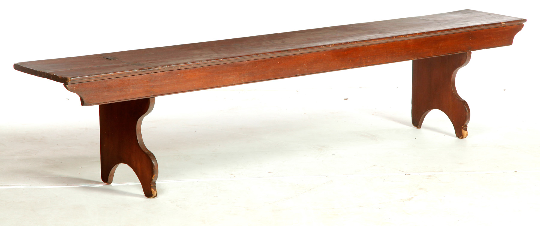 Appraisal: BENCH American nd half- th century pine Shaped legs mortised