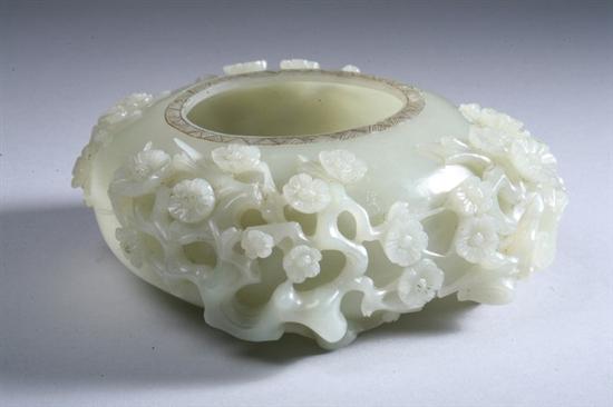 Appraisal: CHINESE CELADON JADE BRUSH WASHER th century - in diam