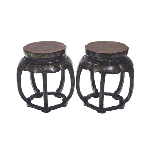 Appraisal: Pair of Gilt Lacquer Drum Stools th th Century Each