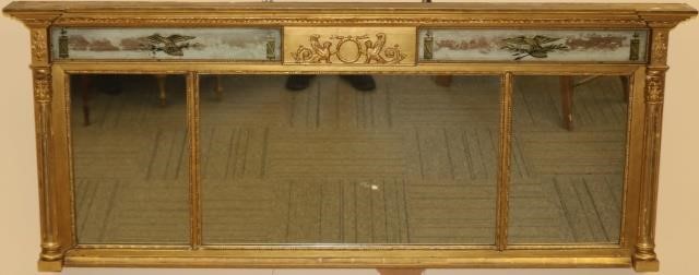 Appraisal: LATE TH CENTURY FEDERAL STYLE OVER-MANTELLOOKING GLASS WITH GLOMIS PANELS