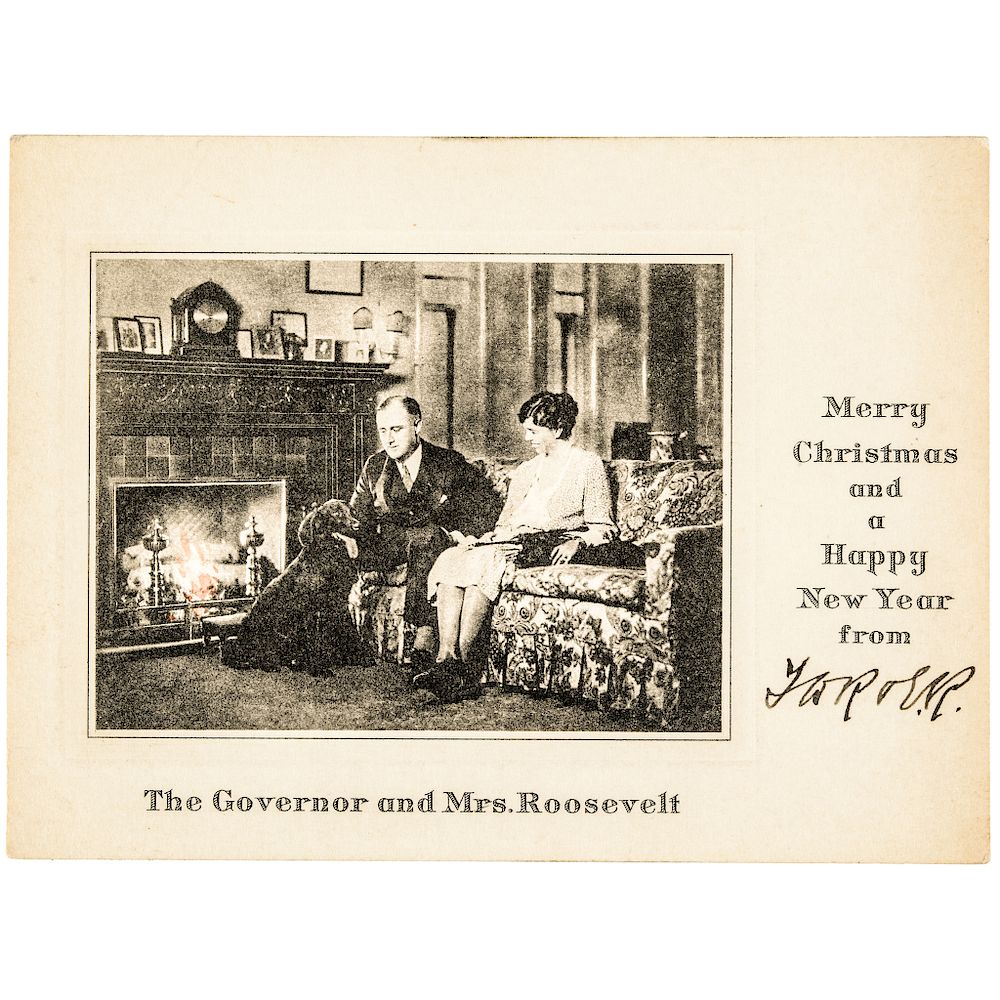 Appraisal: FRANKLIN D ROOSEVELT Christmas Card Signed F D Roosevelt x