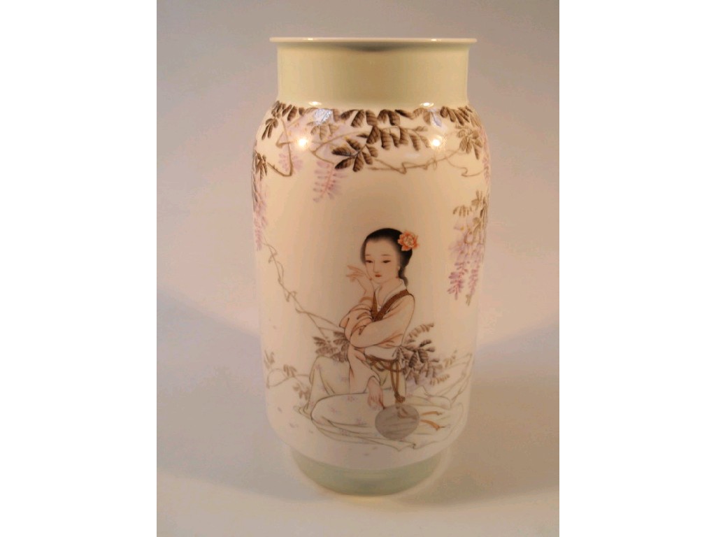 Appraisal: Chinese hand painted porcelain vase painted by Jingdezhen artist Fan