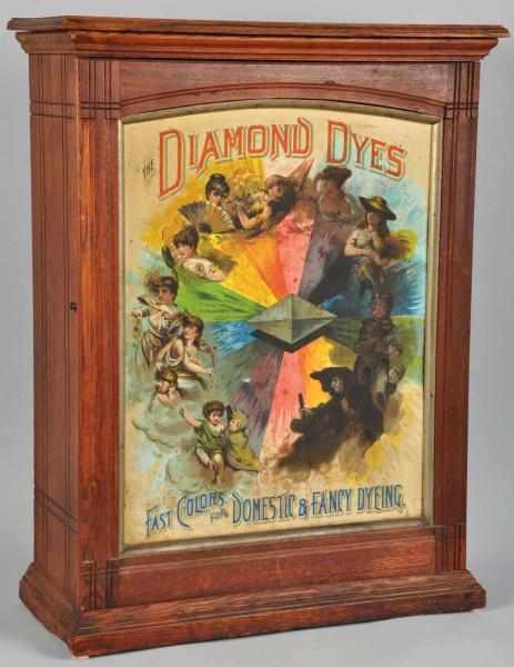 Appraisal: Wooden Diamond Dyes Display Cabinet Description All original Nice colorful