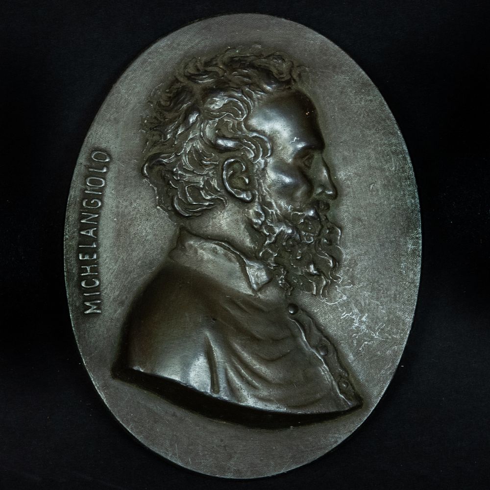 Appraisal: Bronze Profile Portrait Plaque of Michelangelo x in The Neoclassicist