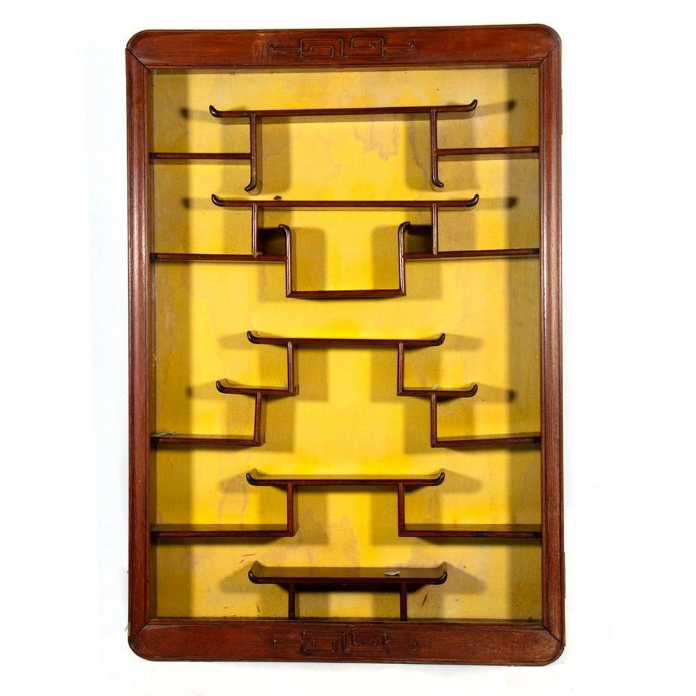 Appraisal: Chinese Exotic Hardwood Snuff Bottle Display Cabinet in h in