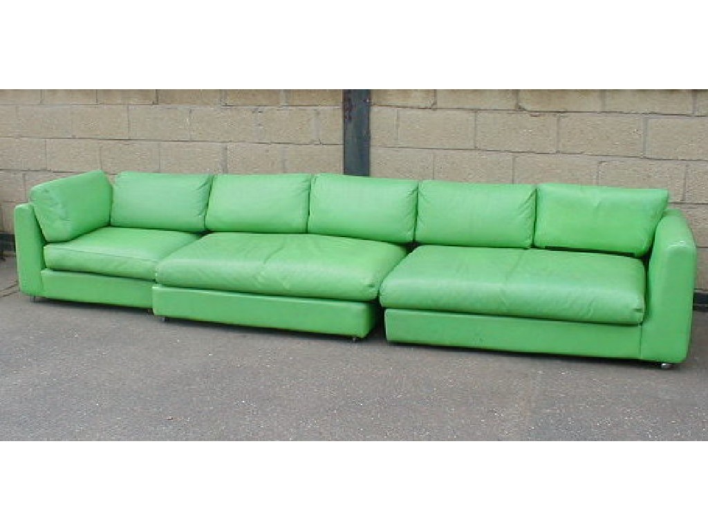 Appraisal: A 's vibrant green sectional lounge suite NB This item