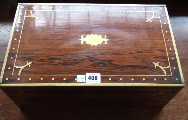 Appraisal: A th century rosewood and brass bound writing slope the