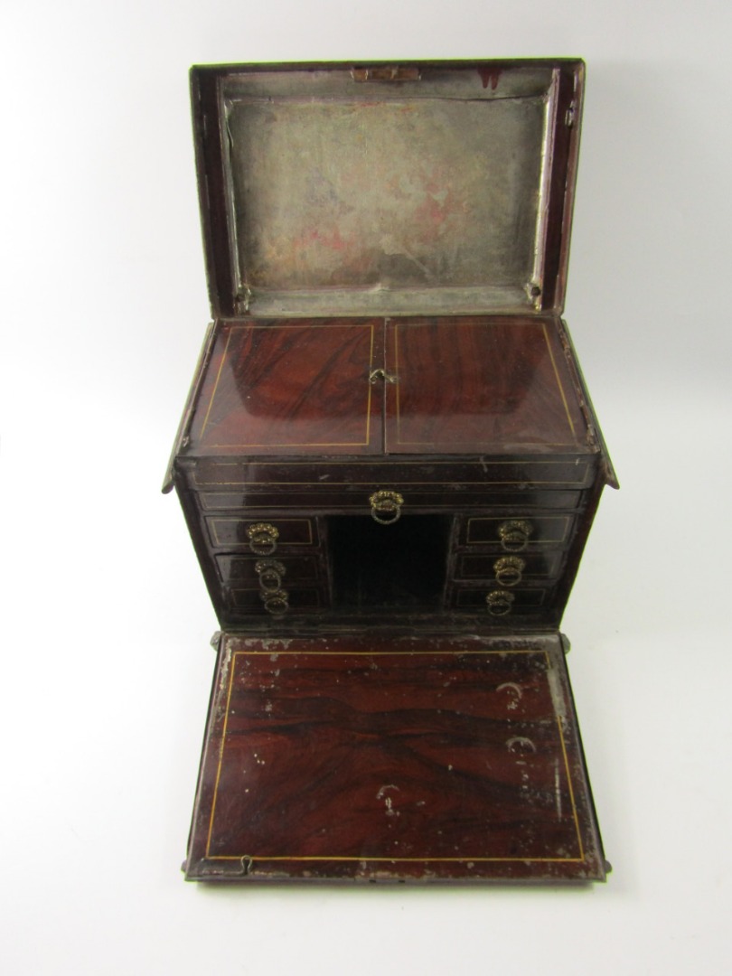 Appraisal: A Victorian tin strong box the interior formed as a