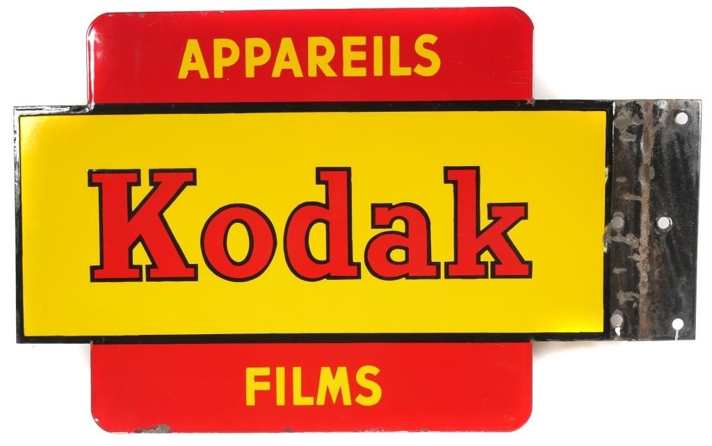 Appraisal: Rare circa 's French Kodak Appareils Films double sided porcelain