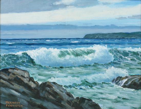 Appraisal: HERBERT FOERSTER American th century ROCKY COAST WITH BREAKERS signed