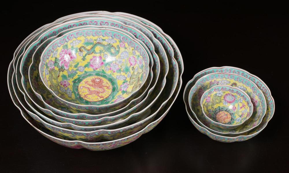 Appraisal: SET OF NINE CHINESE EGG SHELL PORCELAIN BOWLS graduating sizes