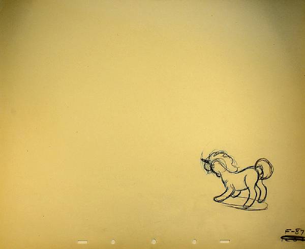 Appraisal: Thirty-six Walt Disney preliminary sequential drawings from Fantasia pencil on