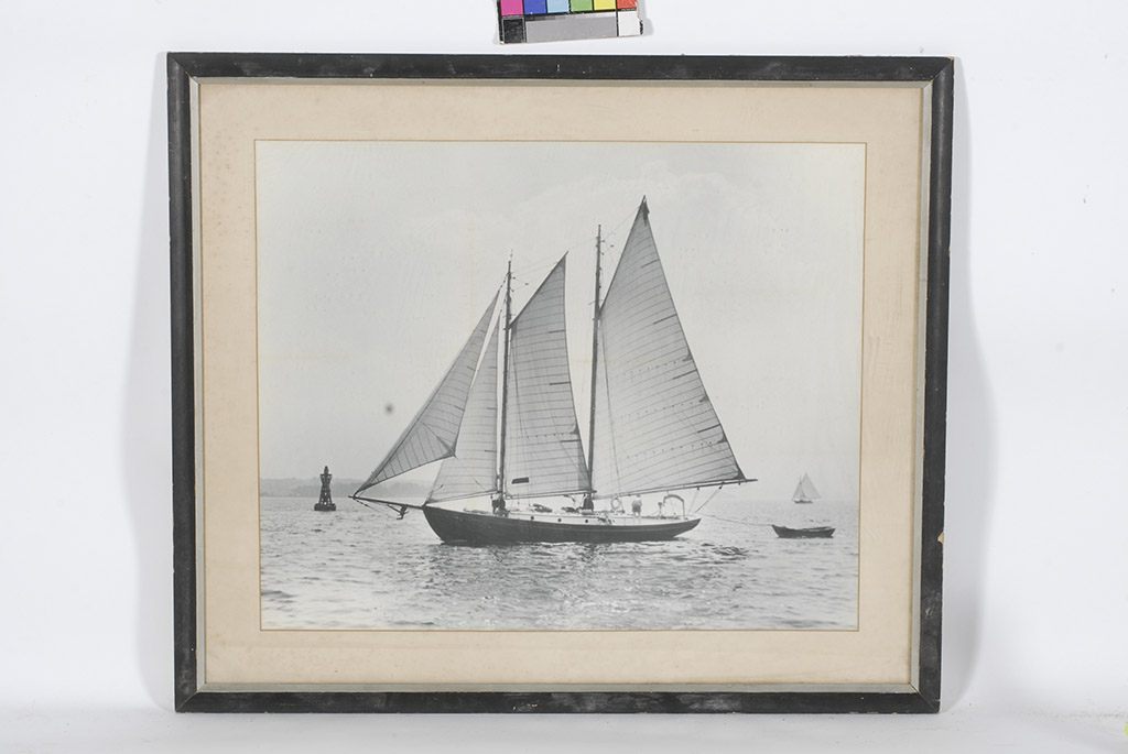 Appraisal: BLACK WHITE PHOTOGRAPH OF A YACHT UNDER SAIL Second Quarter