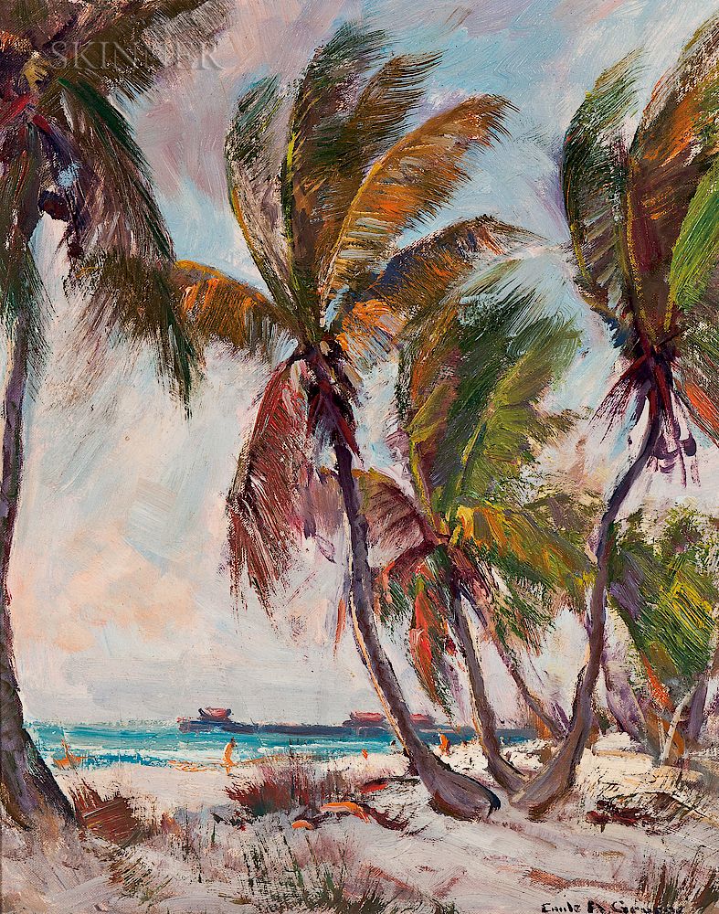 Appraisal: Emile Albert Grupp American - Palms and Pier Emile Albert