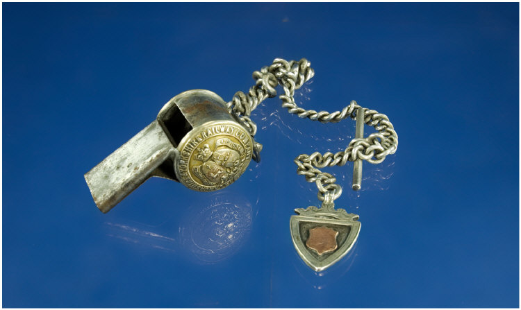 Appraisal: Victorian Silver Albert Watch Chain With medal and Lancashire and