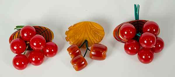 Appraisal: Bakelite Cherry Brooches th century a group of three red