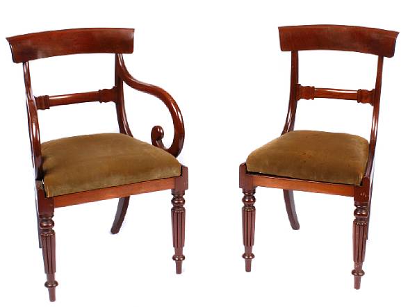 Appraisal: A set of six Regency mahogany dining chairs comprising four