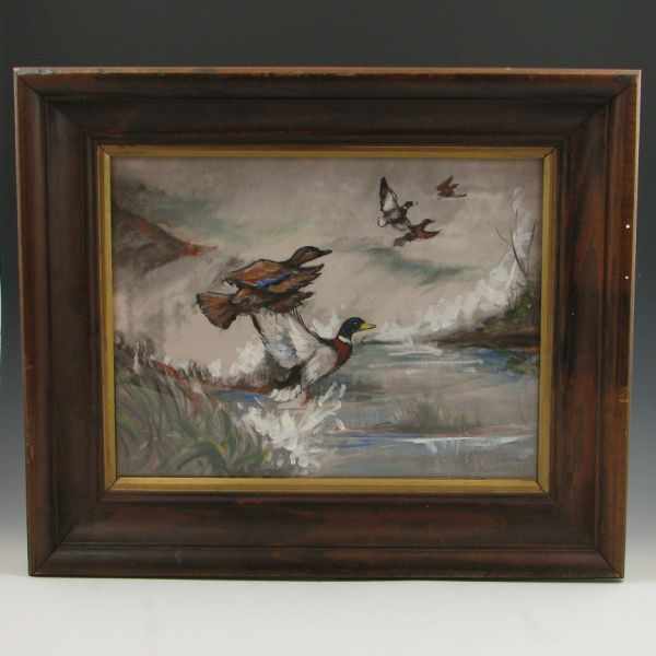 Appraisal: Rick Wisecarver artwork of ducks taking flight This is a