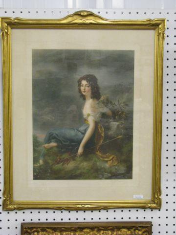 Appraisal: Victorian Mezzotint of a Fairy seated pencil signed carved gilt